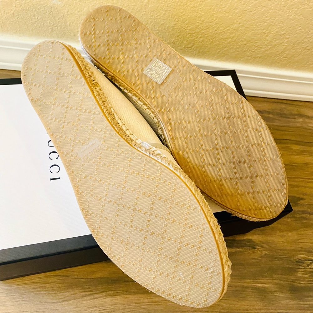 EUC Gucci Cream GG Canvas & Leather Trim Espadrilles - Picture 13 of 16